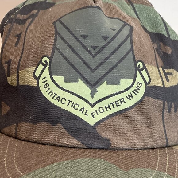 Vintage AIR FORCE 116TH TACTICAL FIGHTER WING Trucker Hat Snap Back Cap Camo USA - Picture 2 of 9
